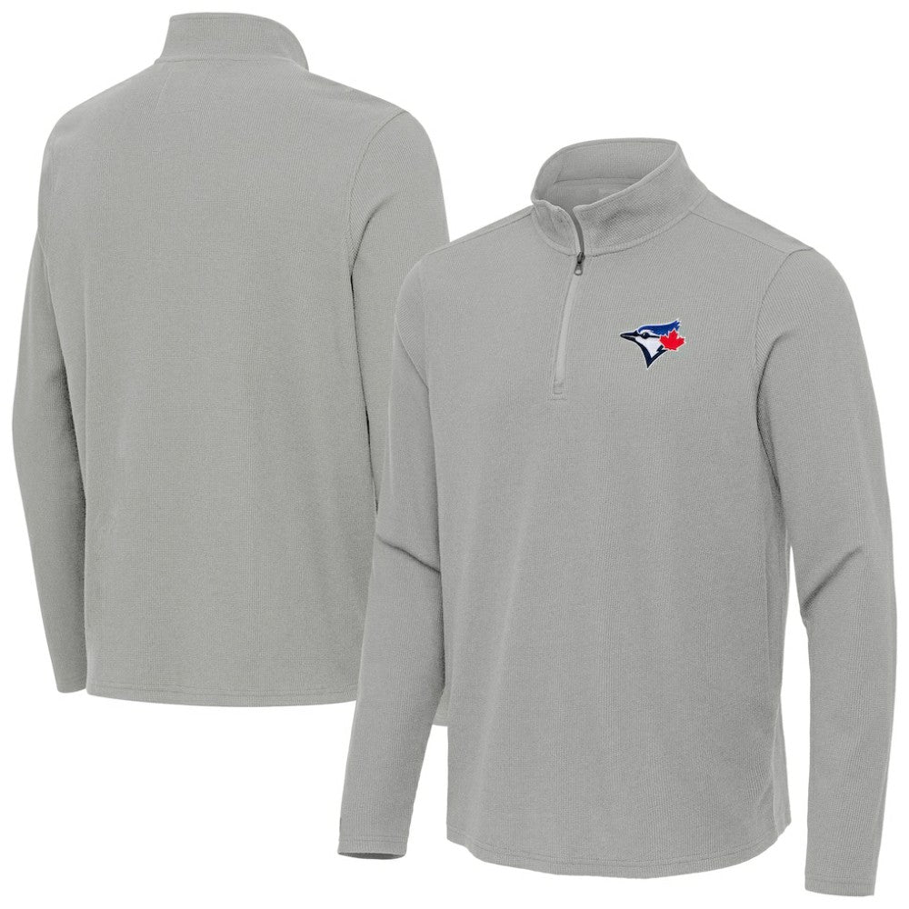 Toronto Blue Jays Antigua Sync Tri-Blend Quarter-Zip Pullover - Heather Gray