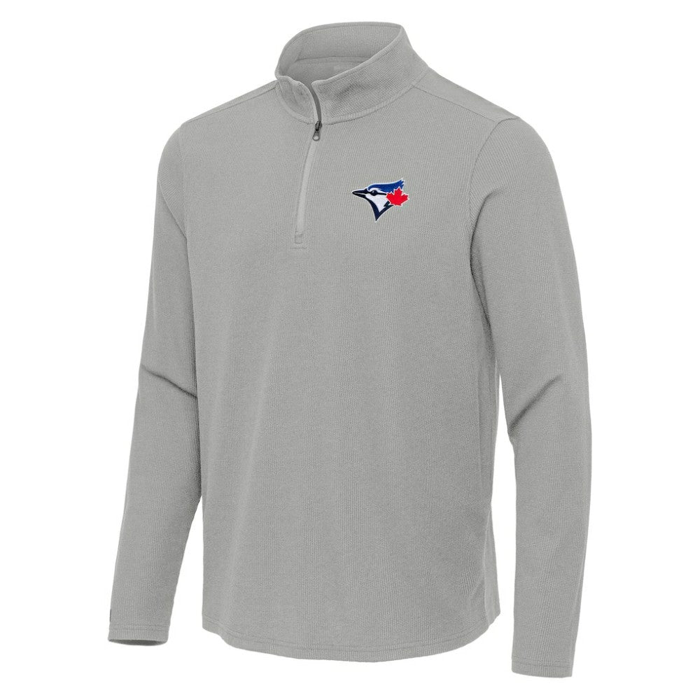 Toronto Blue Jays Antigua Sync Tri-Blend Quarter-Zip Pullover - Heather Gray