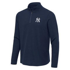 New York Yankees Antigua Sync Tri-Blend Quarter-Zip Pullover - Heather Navy