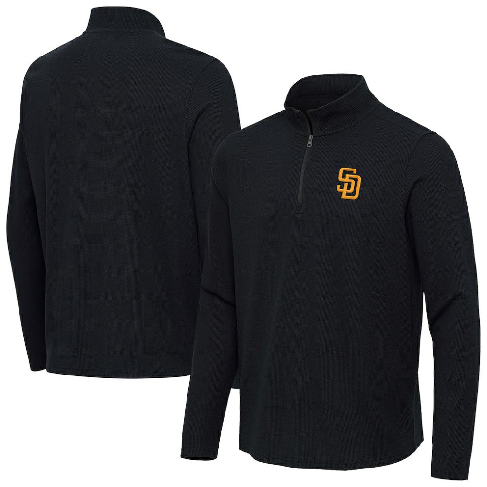 San Diego Padres Antigua Sync Tri-Blend Quarter-Zip Pullover - Heather Black