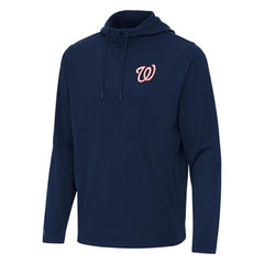 Washington Nationals Antigua Connected Quarter-Zip Pullover Hoodie - Navy