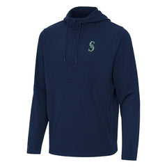 Seattle Mariners Antigua Connected Quarter-Zip Pullover Hoodie - Navy