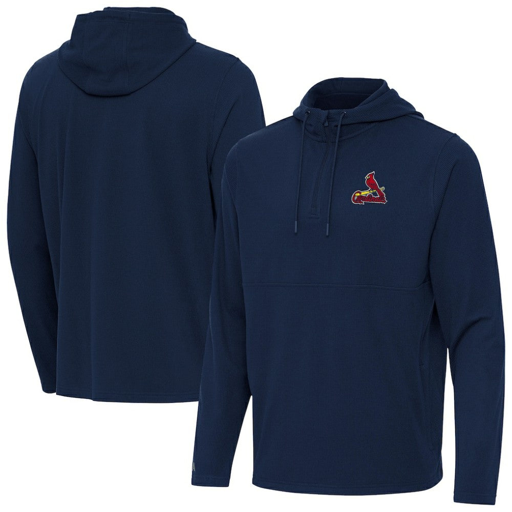 St. Louis Cardinals Antigua Connected Quarter-Zip Pullover Hoodie - Navy