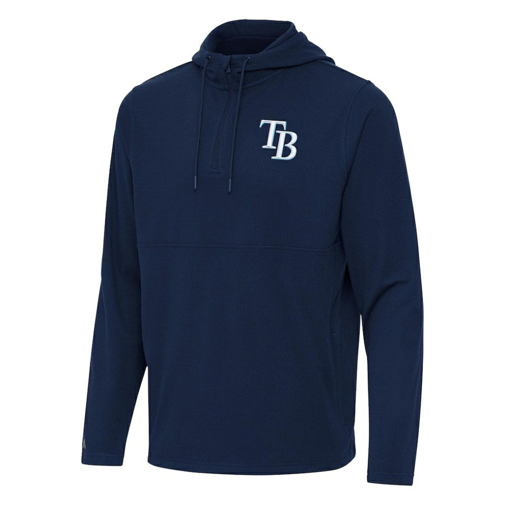 Tampa Bay Rays Antigua Connected Quarter-Zip Pullover Hoodie - Navy