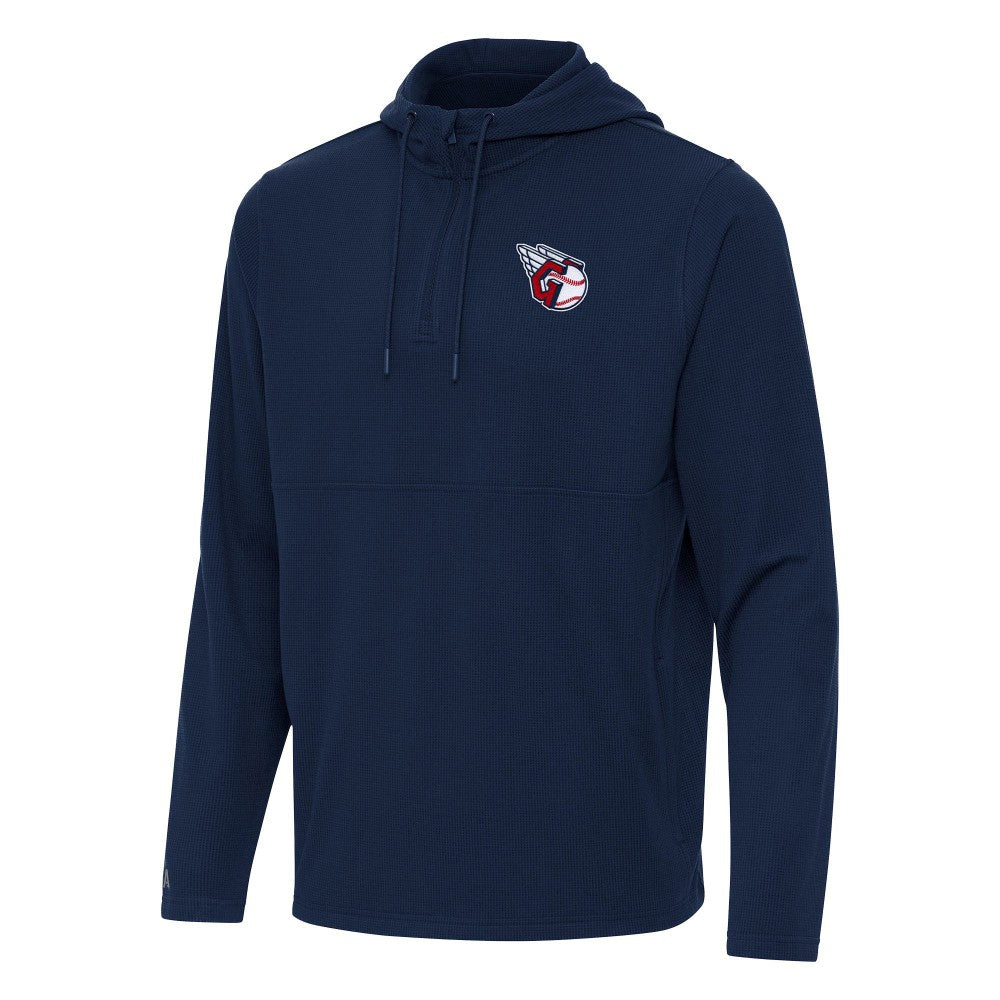 Cleveland Guardians Antigua Connected Quarter-Zip Pullover Hoodie - Navy