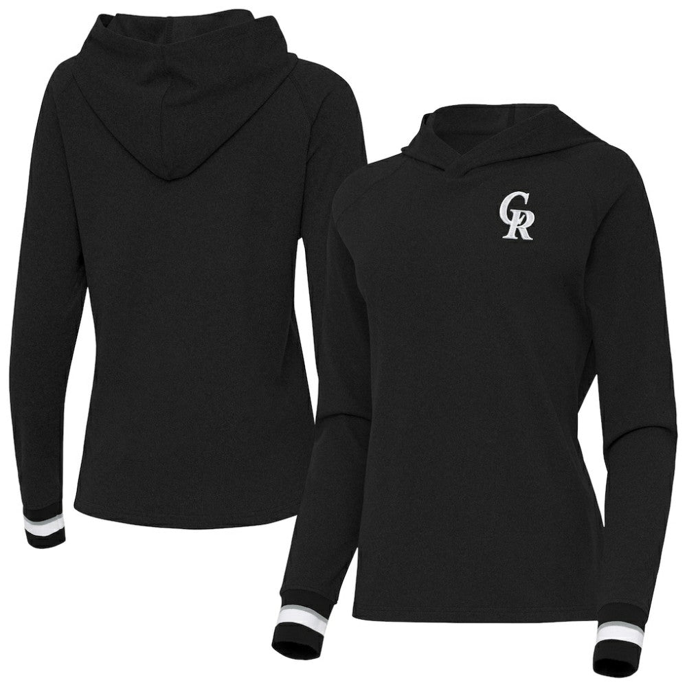 Colorado Rockies Antigua Women's Trek Pullover Hoodie - Black