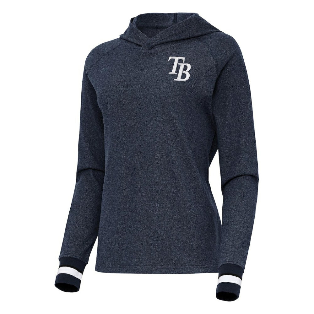 Tampa Bay Rays Antigua Women's Trek Pullover Hoodie - Heather Navy