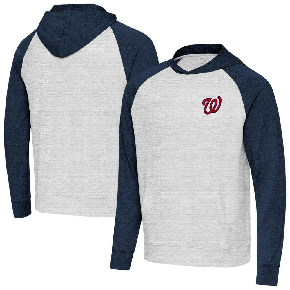 Washington Nationals Antigua Urgent Pullover Hoodie - Heather Navy/Gray