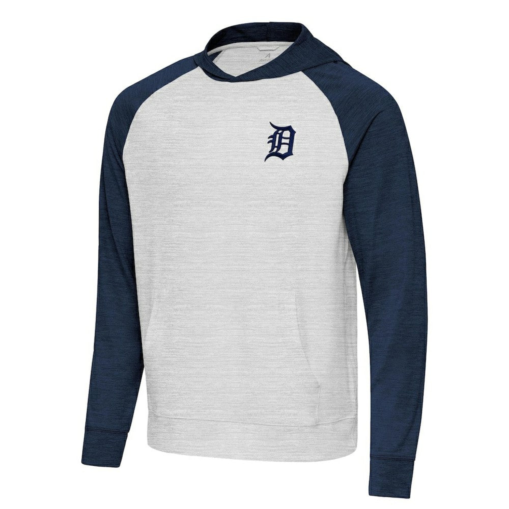 Detroit Tigers Antigua Urgent Pullover Hoodie - Heather Navy/Gray