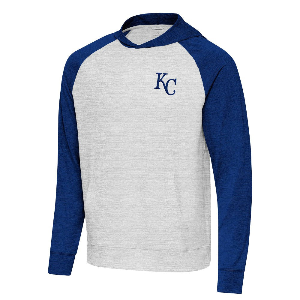 Kansas City Royals Antigua Urgent Pullover Hoodie - Royal/Gray