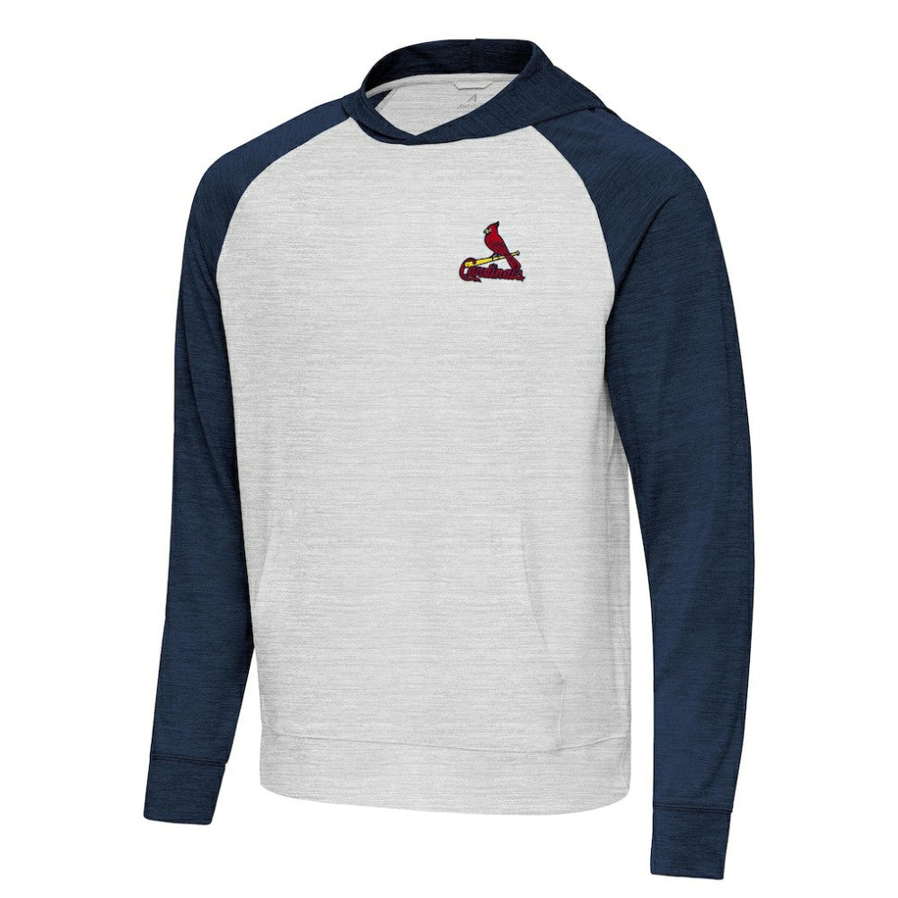 St. Louis Cardinals Antigua Urgent Pullover Hoodie - Heather Navy/Gray