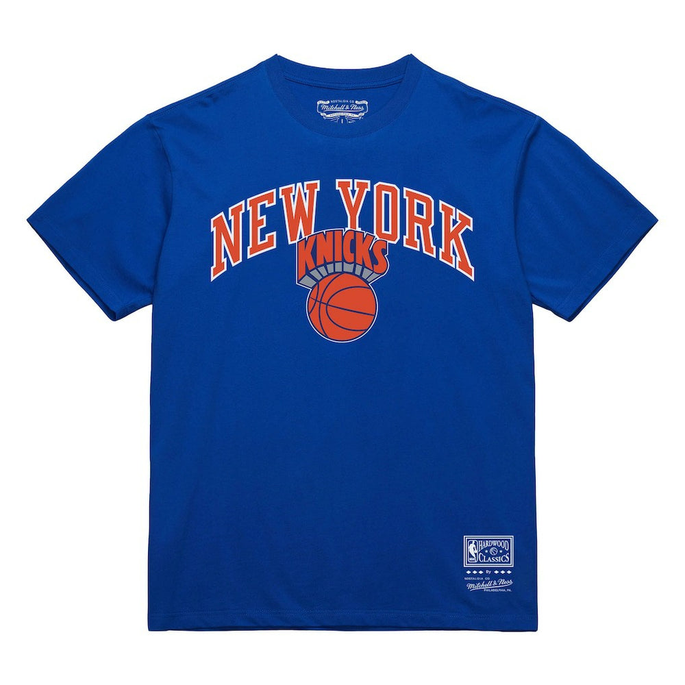 New York Knicks Hardwood Classics Vintage Logo T-Shirt - Blue | Mitchell & Ness for sale