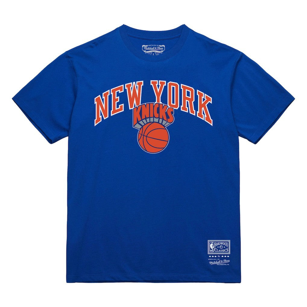 New York Knicks Hardwood Classics Vintage Logo T-Shirt - Blue | Mitchell & Ness for sale