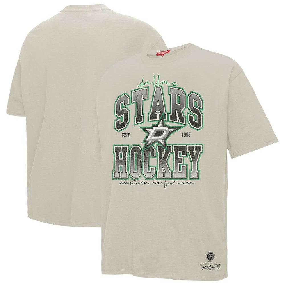 Dallas Stars Mitchell & Ness Women's Dump & Chase Boyfriend T-Shirt Cream
