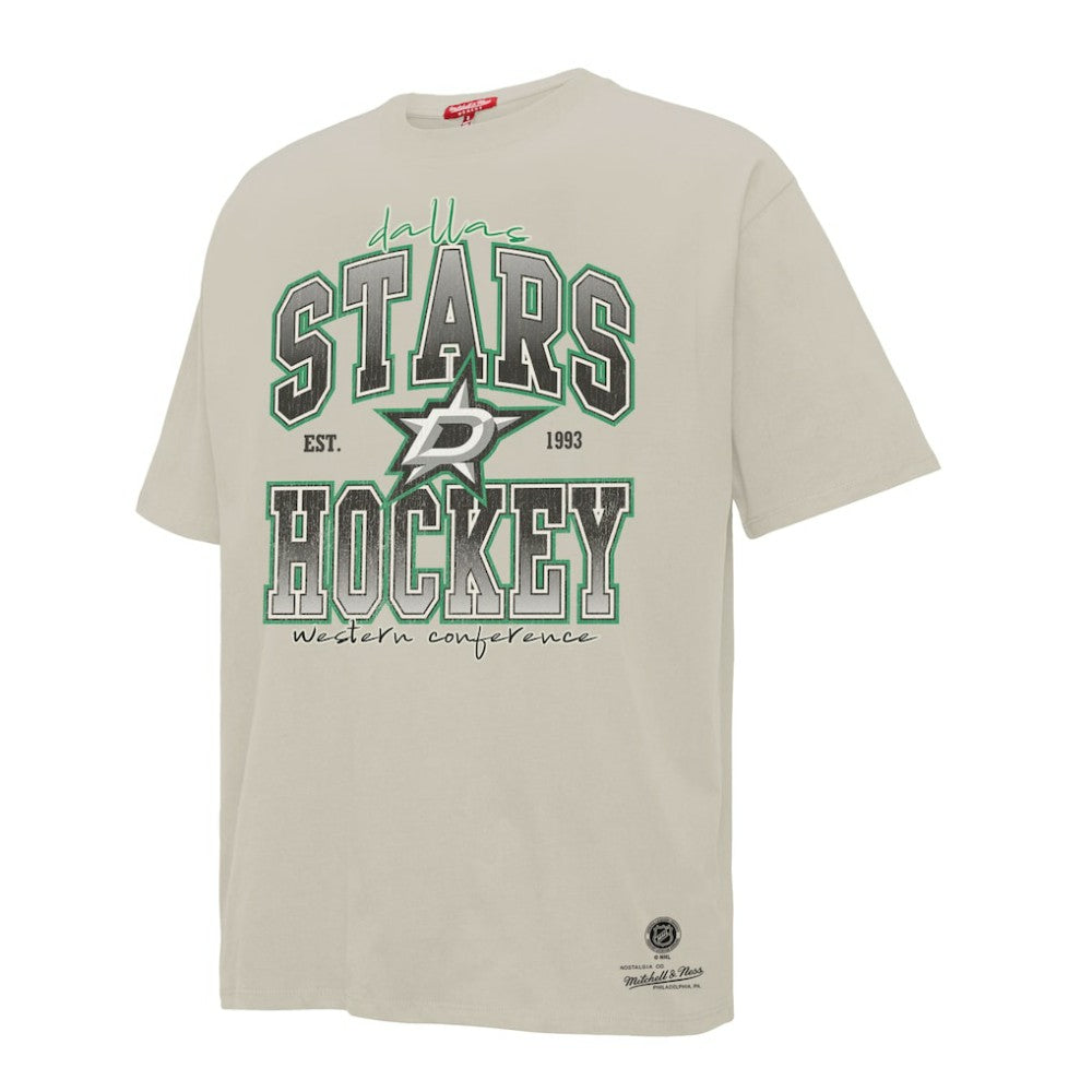 Dallas Stars Mitchell & Ness Women's Dump & Chase Boyfriend T-Shirt Cream