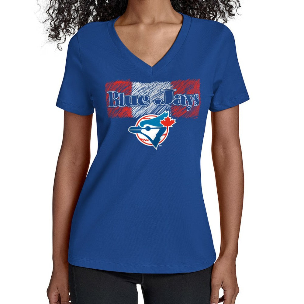 Toronto Blue Jays Starter Women's Team Color Shading V-Neck T-Shirt - Royal