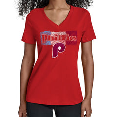Philadelphia Phillies Starter Women's Team Color Shading V-Neck T-Shirt - Red