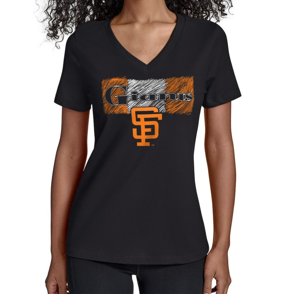 San Francisco Giants Starter Women's Team Color Shading V-Neck T-Shirt - Black