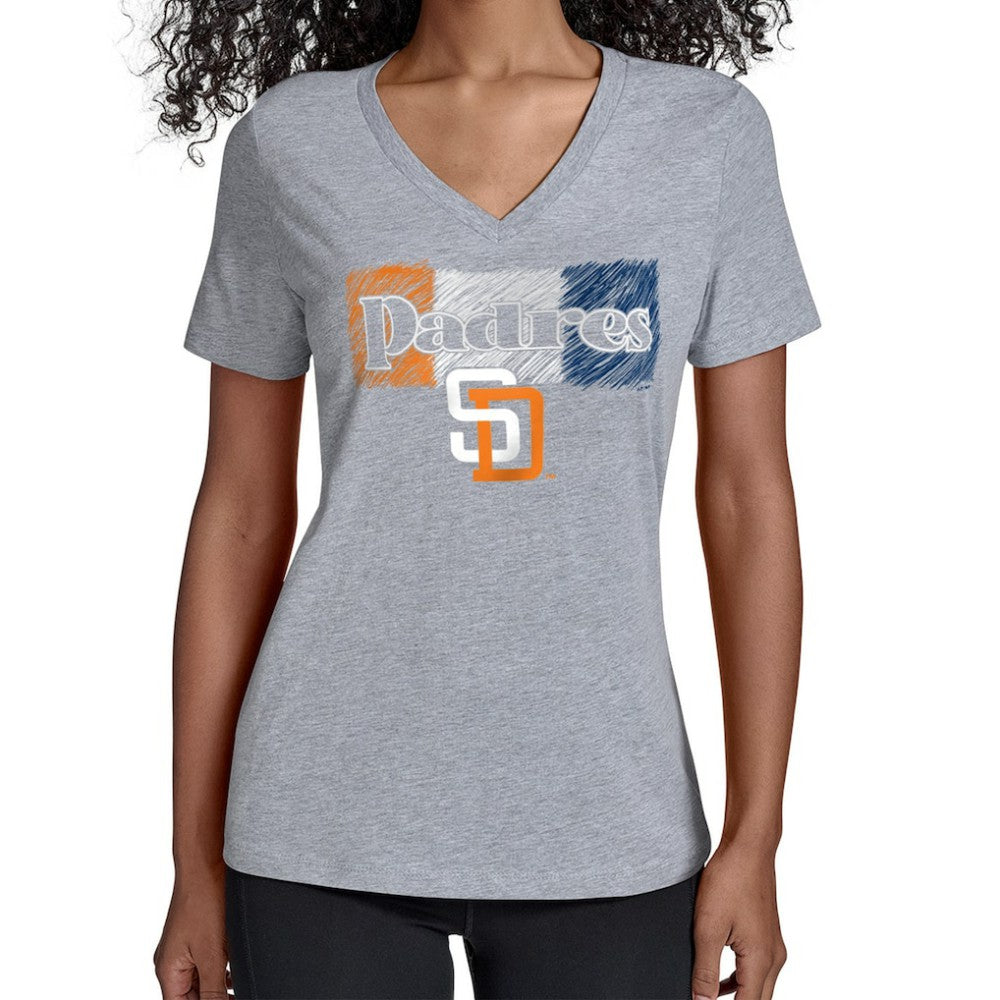 San Diego Padres Starter Women's Team Color Shading V-Neck T-Shirt - Gray