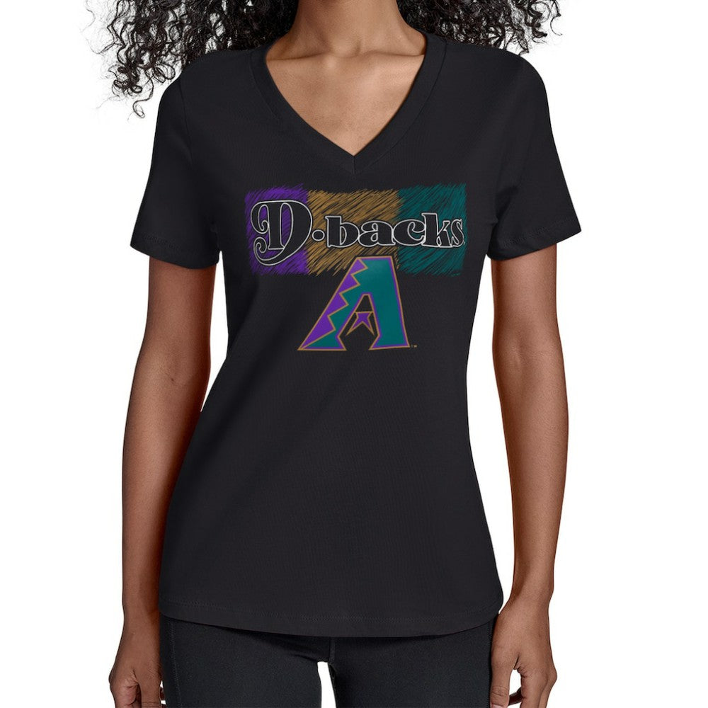 Arizona Diamondbacks Starter Women's Team Color Shading V-Neck T-Shirt - Black