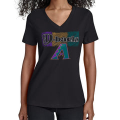 Arizona Diamondbacks Starter Women's Team Color Shading V-Neck T-Shirt - Black