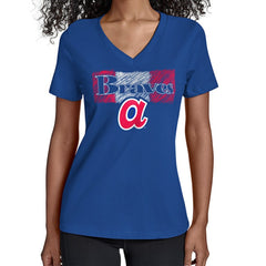 Atlanta Braves Starter Women's Team Color Shading V-Neck T-Shirt - Royal