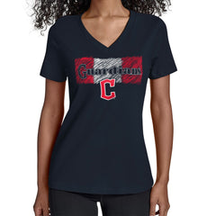Cleveland Guardians Starter Women's Team Color Shading V-Neck T-Shirt - Navy