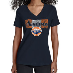 Houston Astros Starter Women's Team Color Shading V-Neck T-Shirt - Navy