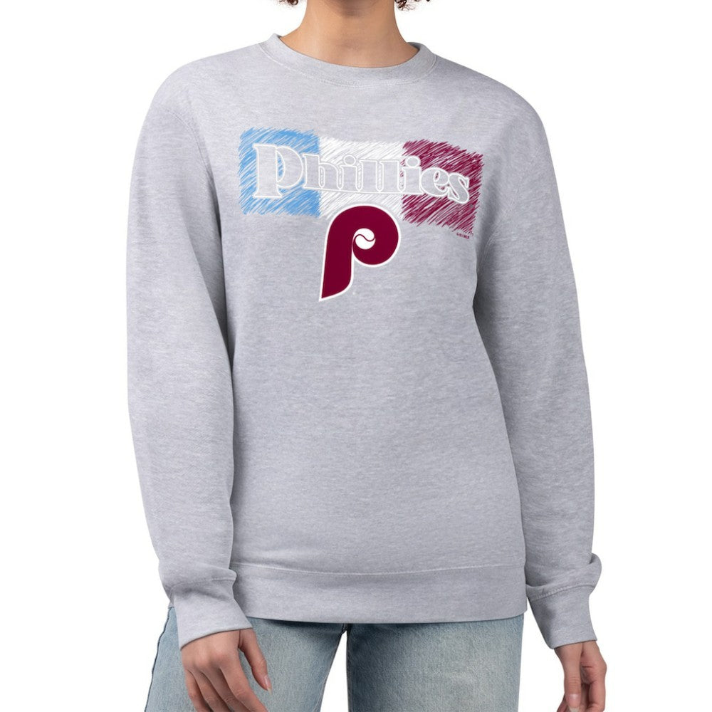 Philadelphia Phillies Starter Women's Team Color Shading Fleece Pullover Sweatshirt - Gray