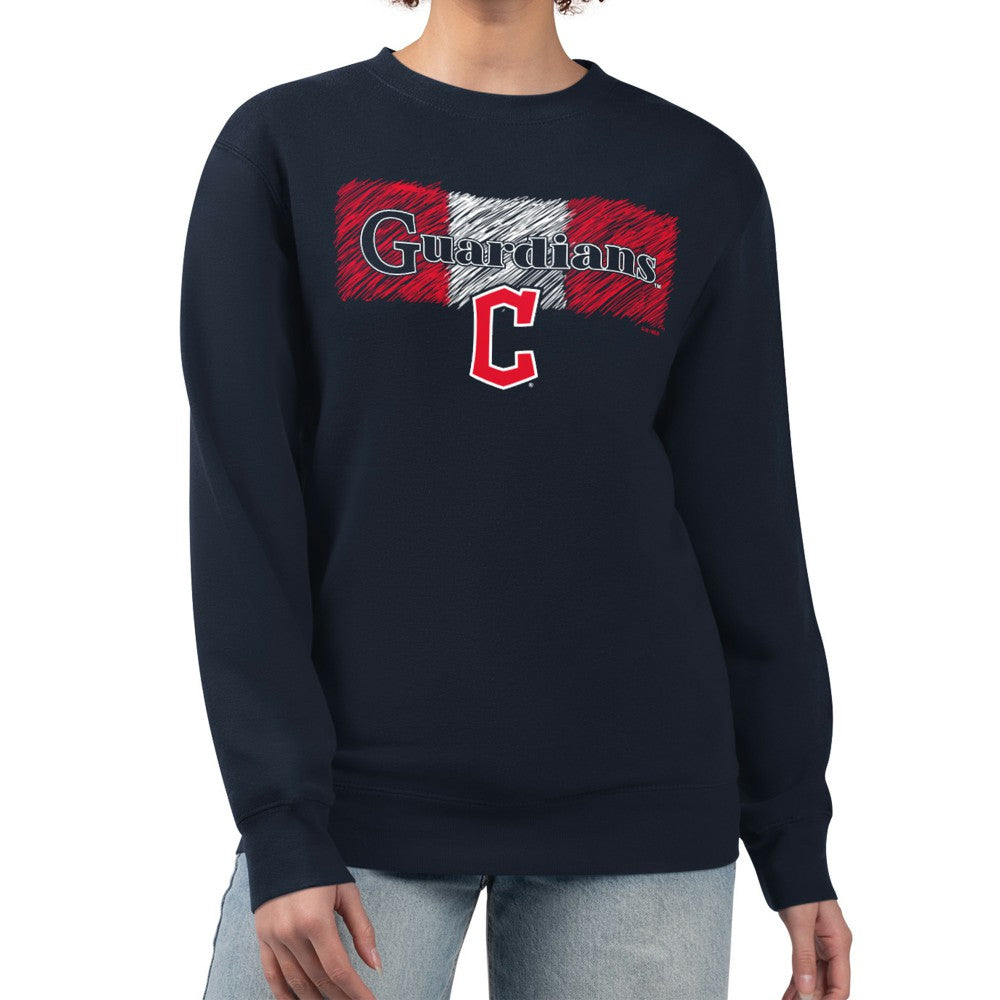 Cleveland Guardians Starter Women's Team Color Shading Fleece Pullover Sweatshirt - Navy