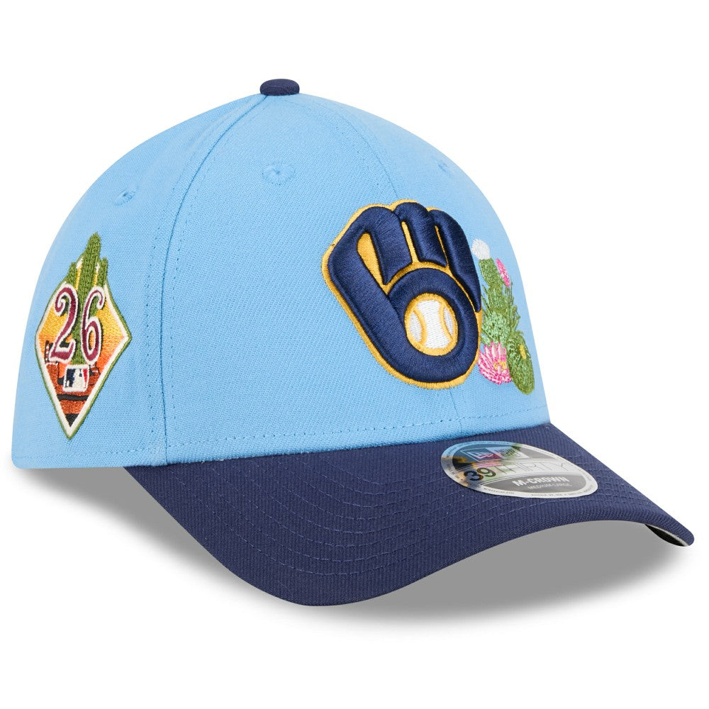 Milwaukee Brewers 2026 Spring Training M-Crown 39THIRTY Flex Hat - Light Blue/Navy | New Era