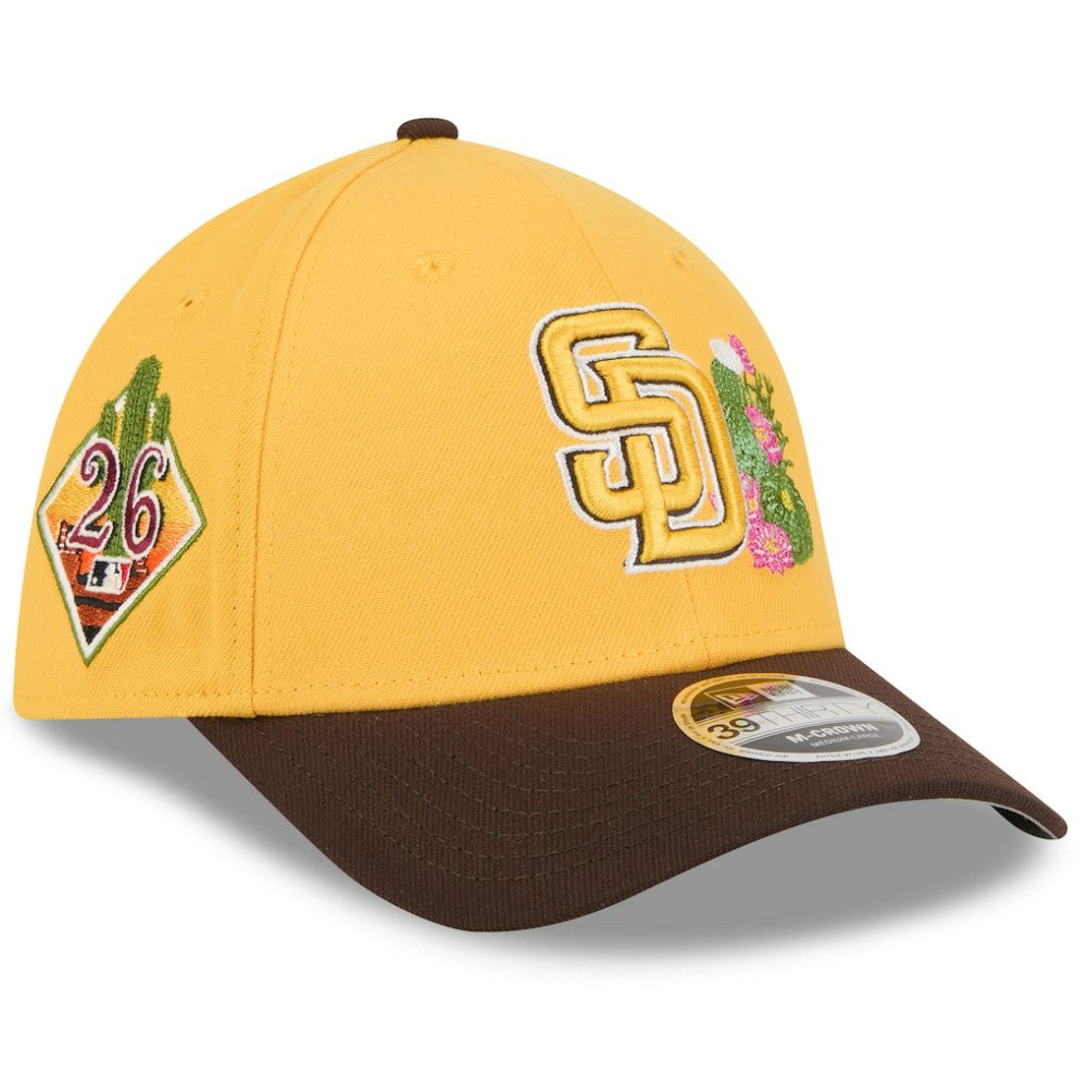 San Diego Padres 2026 Spring Training M-Crown 39THIRTY Flex Hat - Gold/Brown | New Era