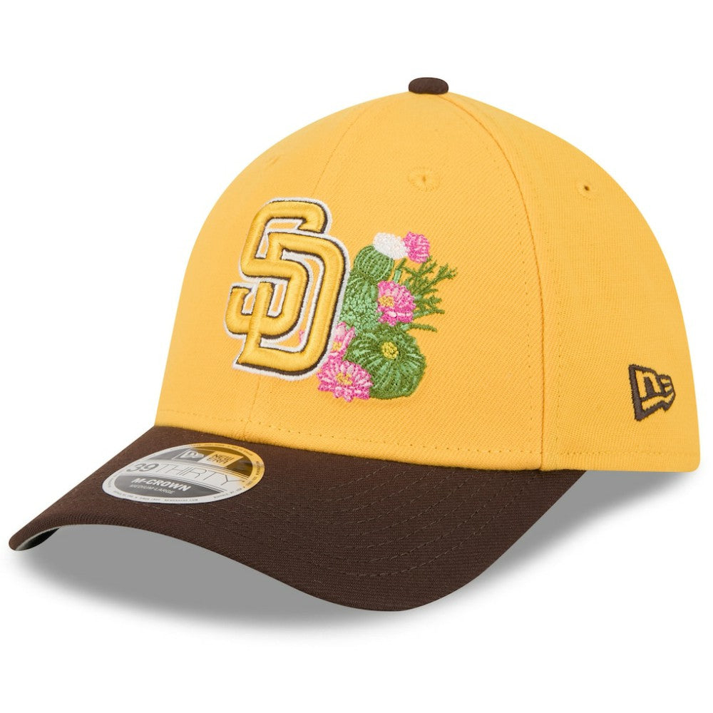 San Diego Padres 2026 Spring Training M-Crown 39THIRTY Flex Hat - Gold/Brown | New Era