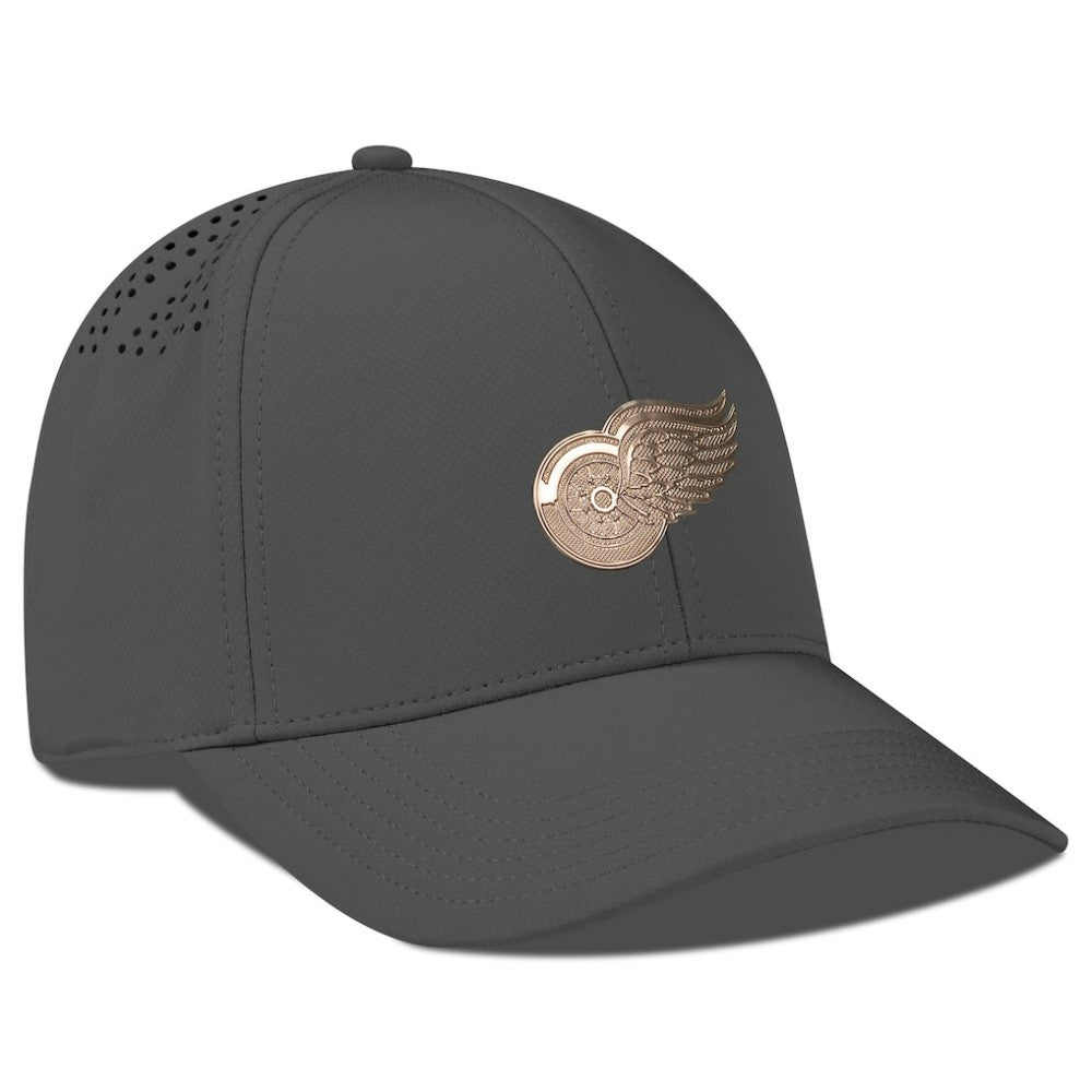 Detroit Red Wings Levelwear Ascend Copper Insignia Vented Adjustable Hat Charcoal