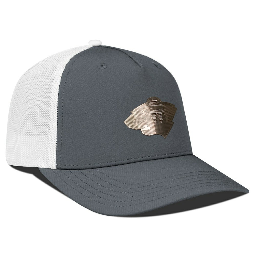 Minnesota Wild Levelwear Signal Copper Insignia Trucker Adjustable Hat Charcoal/White