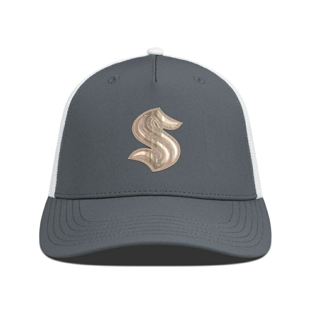 Seattle Kraken Levelwear Signal Copper Insignia Trucker Adjustable Hat Charcoal/White