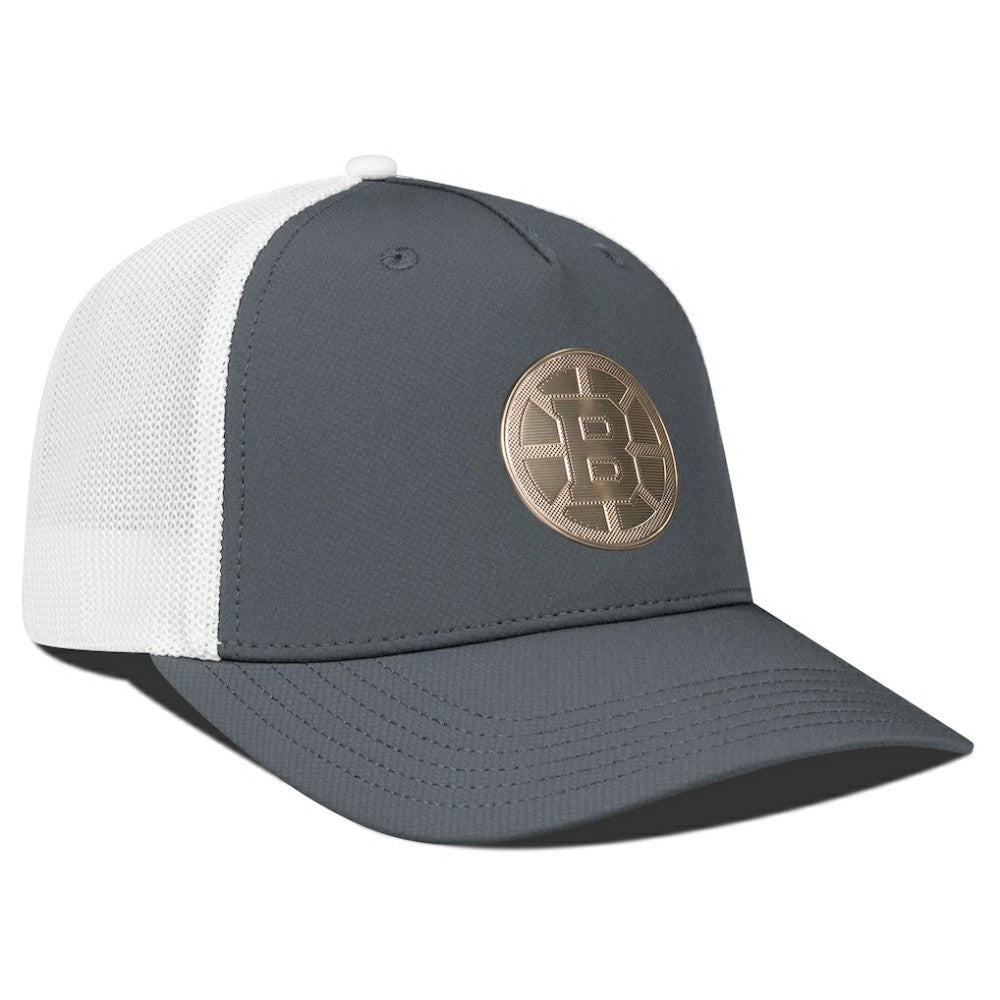 Boston Bruins Levelwear Signal Copper Insignia Trucker Adjustable Hat Charcoal/White