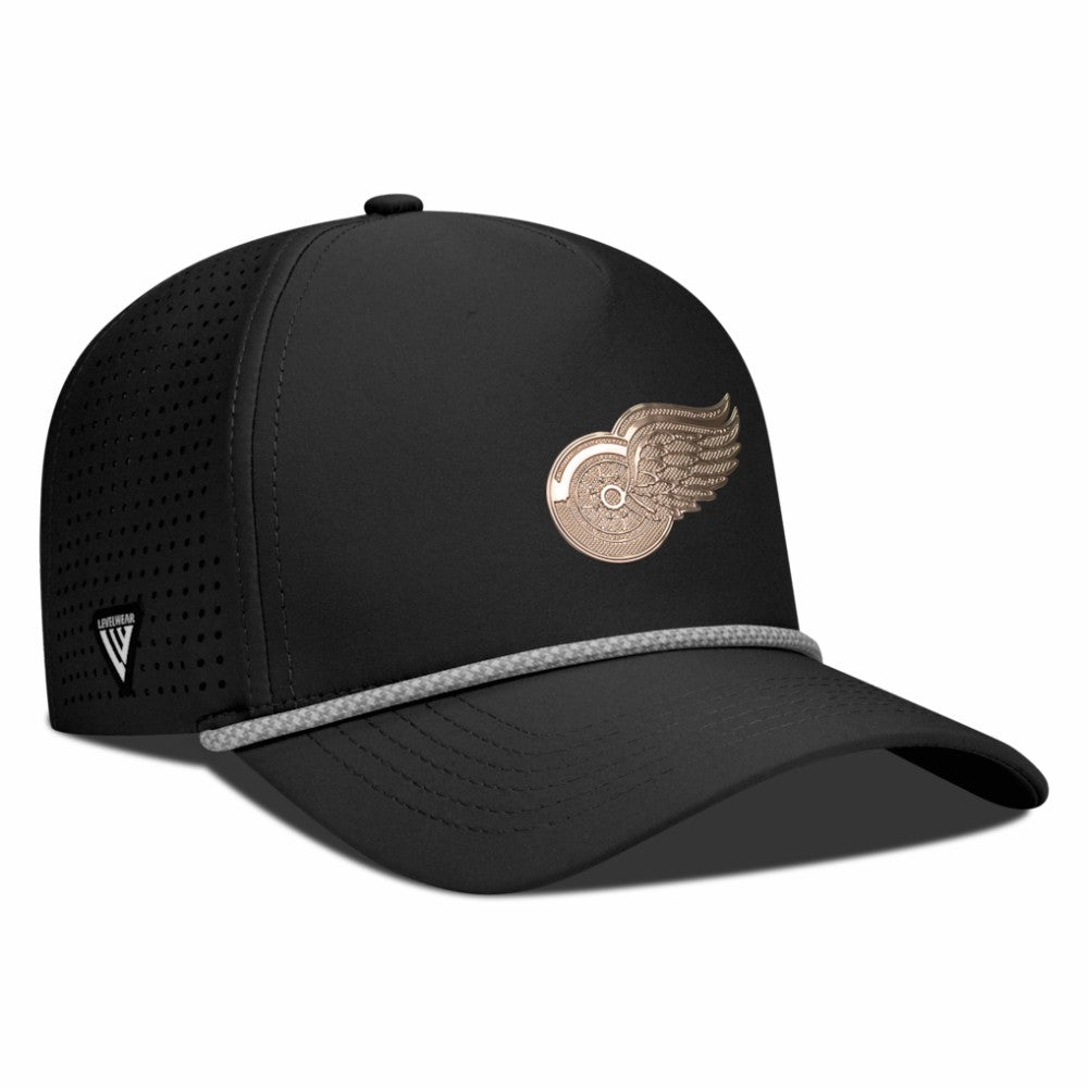Detroit Red Wings Levelwear Gordon Copper Insignia Vented Adjustable Hat Black