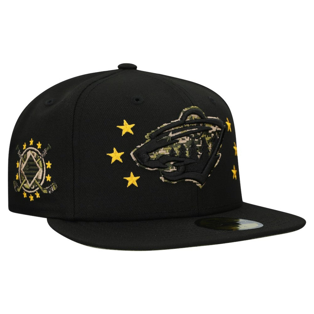 Minnesota Wild New Era Military Appreciation Digital Camo Stars 59FIFTY Fitted Hat Black