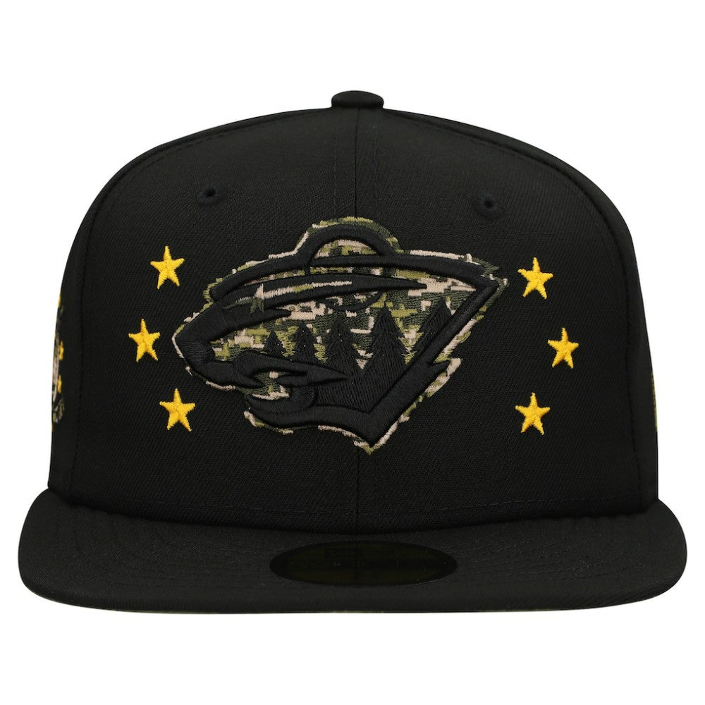 Minnesota Wild New Era Military Appreciation Digital Camo Stars 59FIFTY Fitted Hat Black