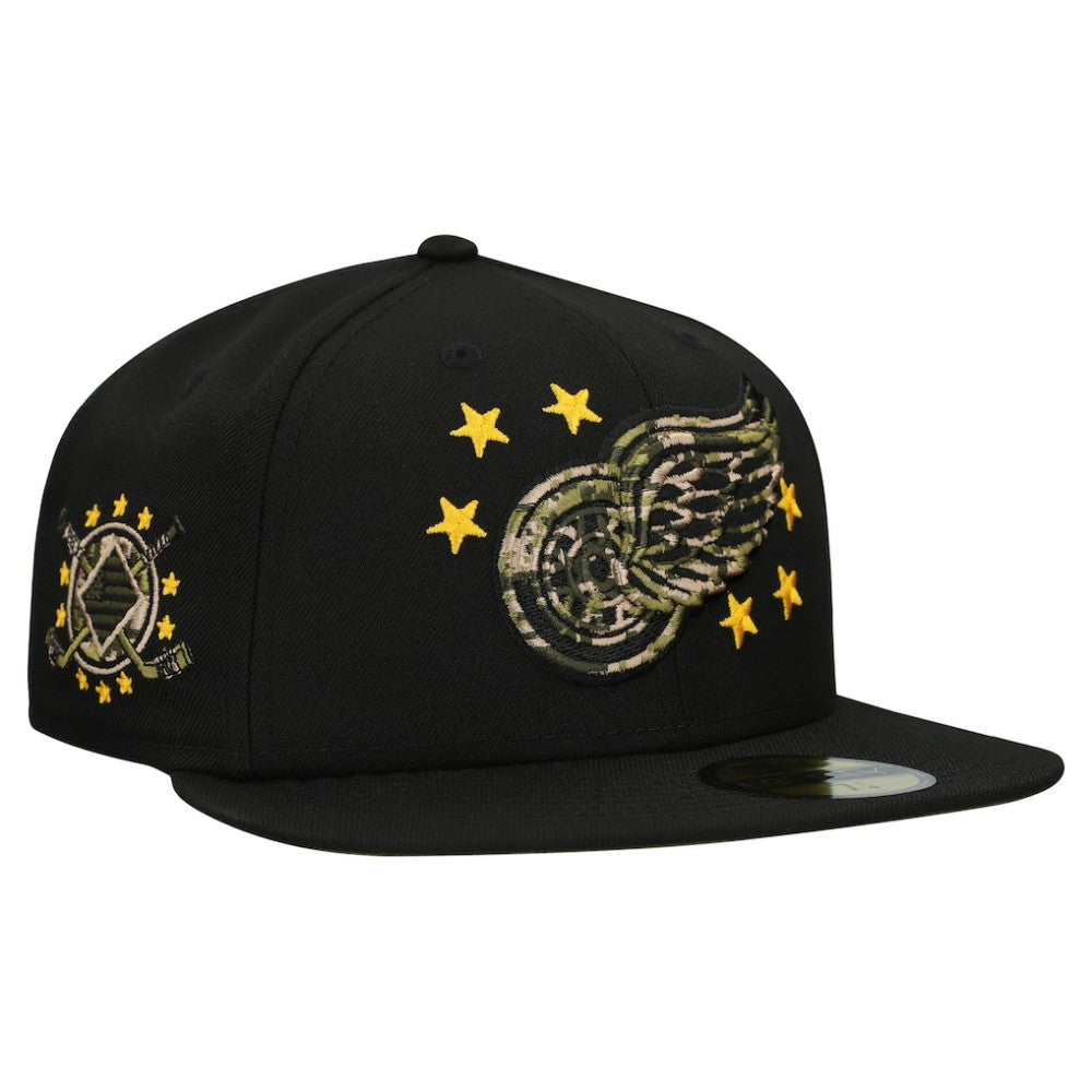 Detroit Red Wings New Era Military Appreciation Digital Camo Stars 59FIFTY Fitted Hat Black