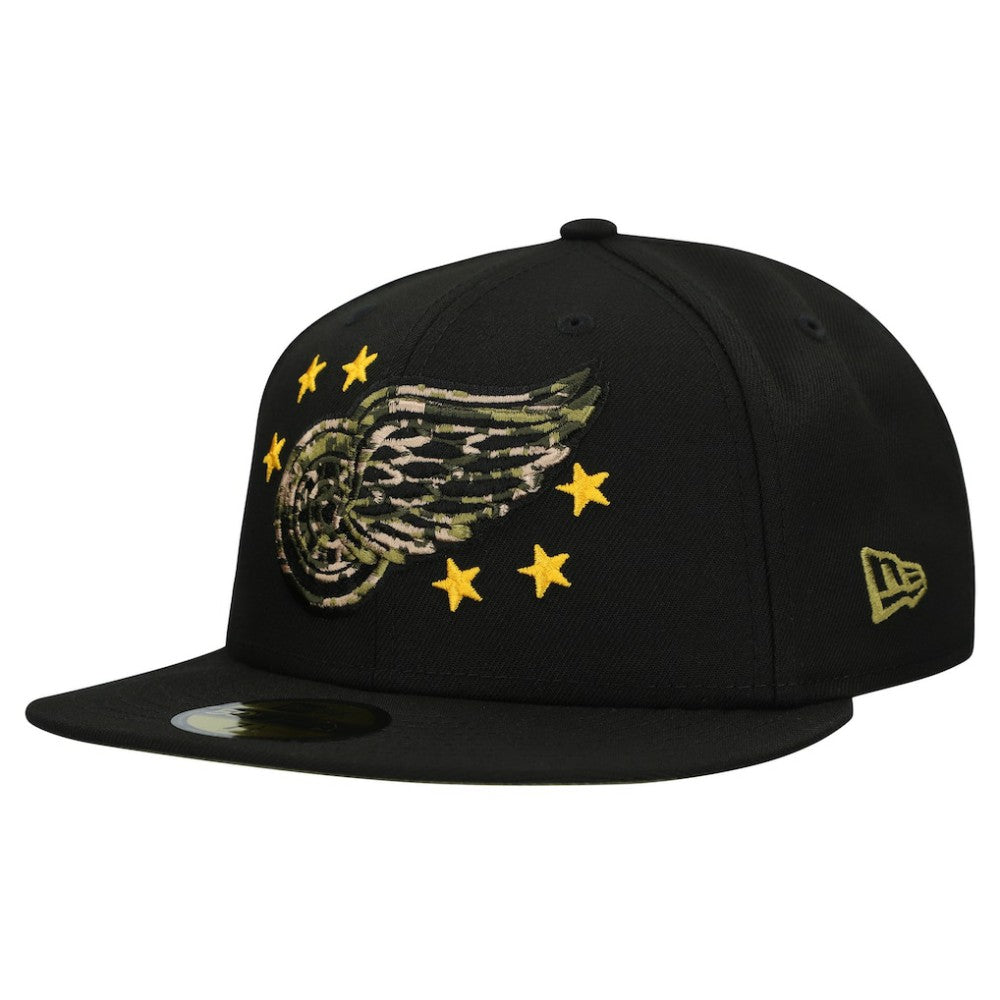 Detroit Red Wings New Era Military Appreciation Digital Camo Stars 59FIFTY Fitted Hat Black