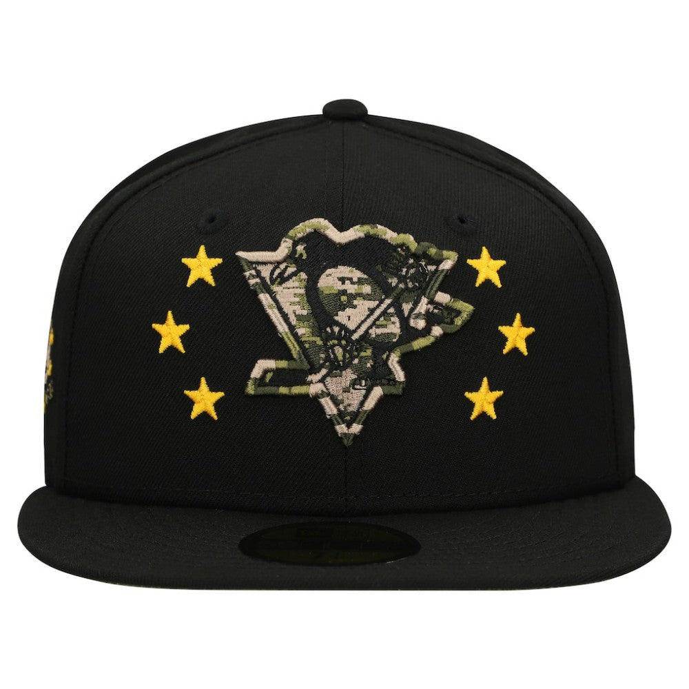 Pittsburgh Penguins New Era Military Appreciation Digital Camo Stars 59FIFTY Fitted Hat Black
