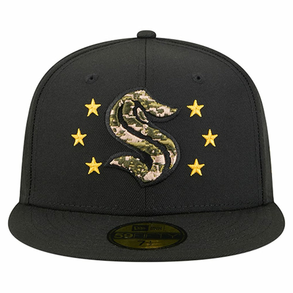 Seattle Kraken New Era Military Appreciation Digital Camo Stars 59FIFTY Fitted Hat Black