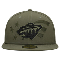 Minnesota Wild New Era Military Appreciation Flag 59FIFTY Fitted Hat Olive