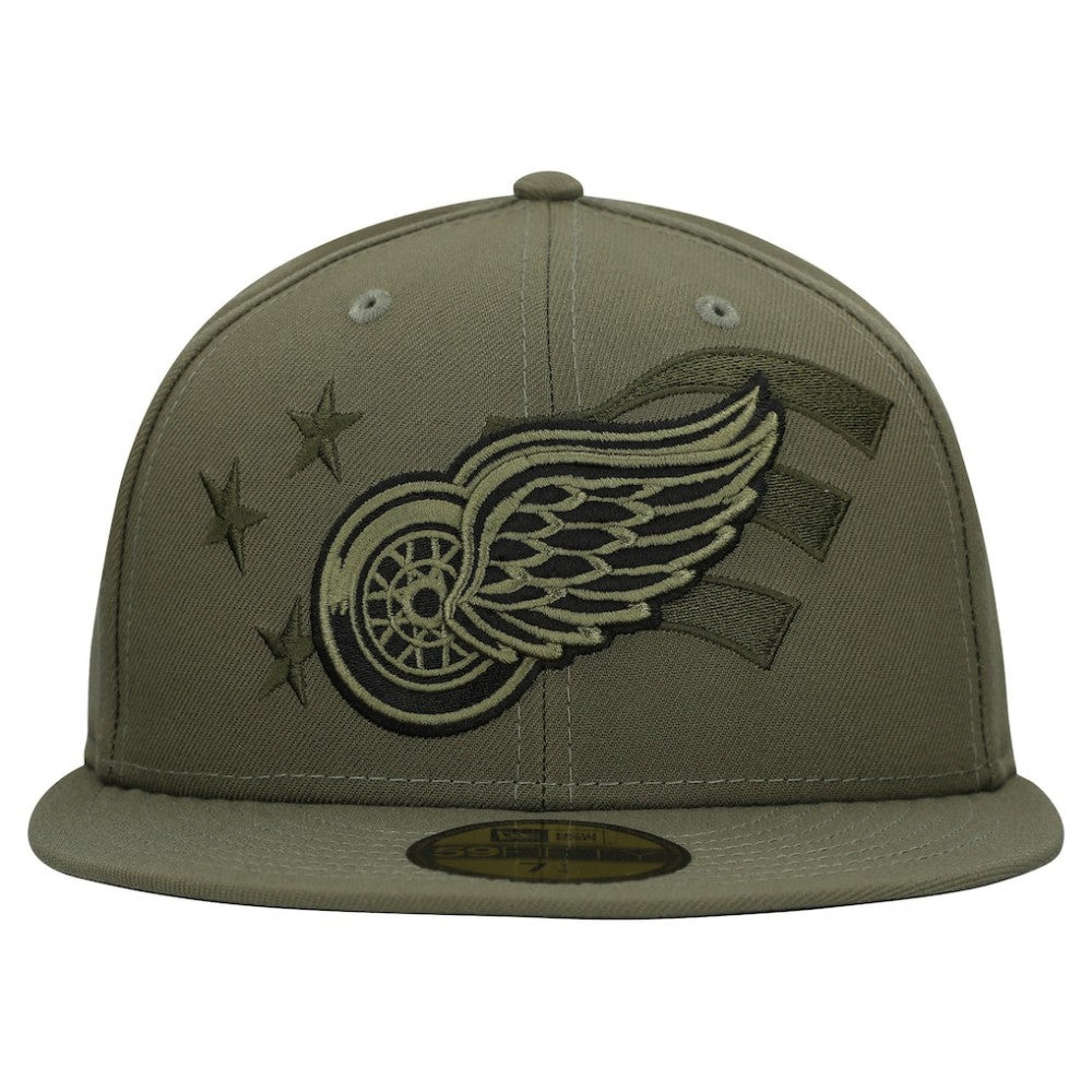 Detroit Red Wings New Era Military Appreciation Flag 59FIFTY Fitted Hat Olive
