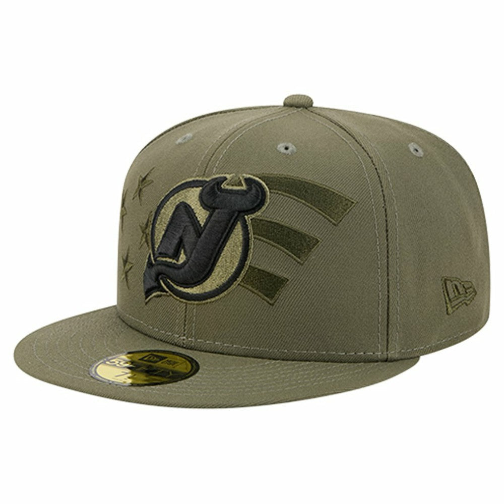 New Jersey Devils New Era Military Appreciation Flag 59FIFTY Fitted Hat Olive