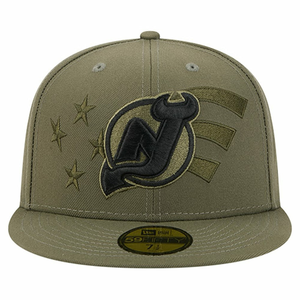 New Jersey Devils New Era Military Appreciation Flag 59FIFTY Fitted Hat Olive