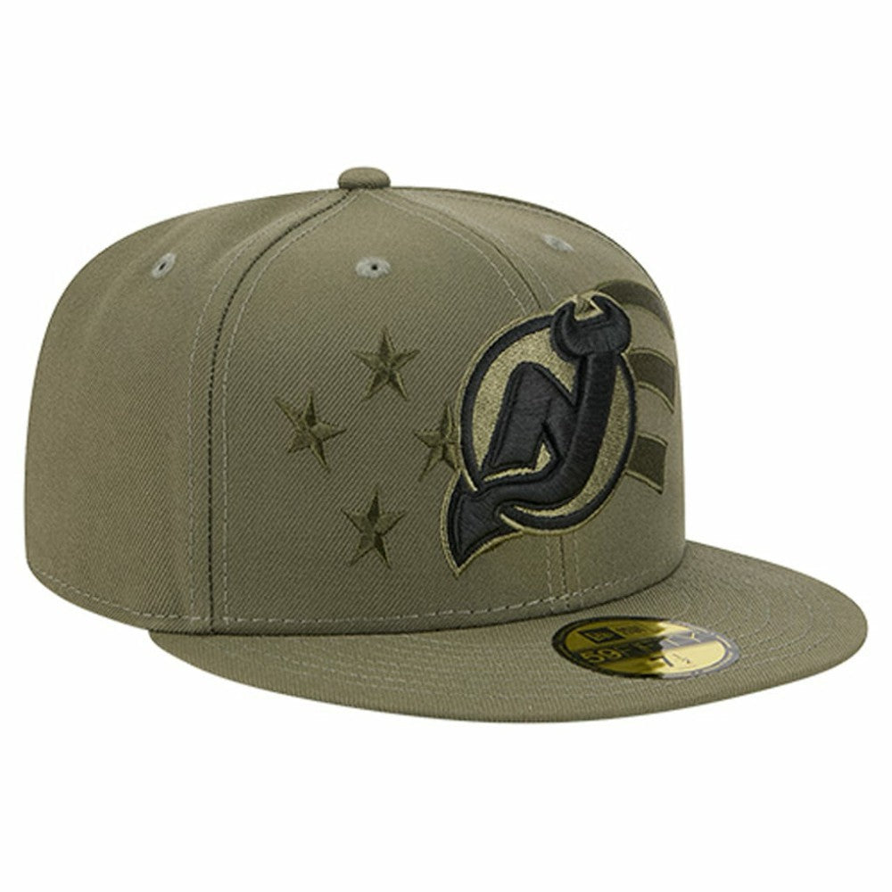 New Jersey Devils New Era Military Appreciation Flag 59FIFTY Fitted Hat Olive