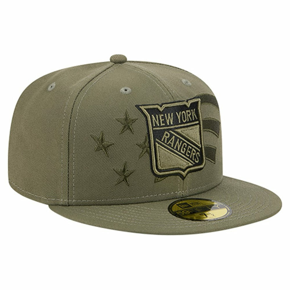 New York Rangers New Era Military Appreciation Flag 59FIFTY Fitted Hat Olive
